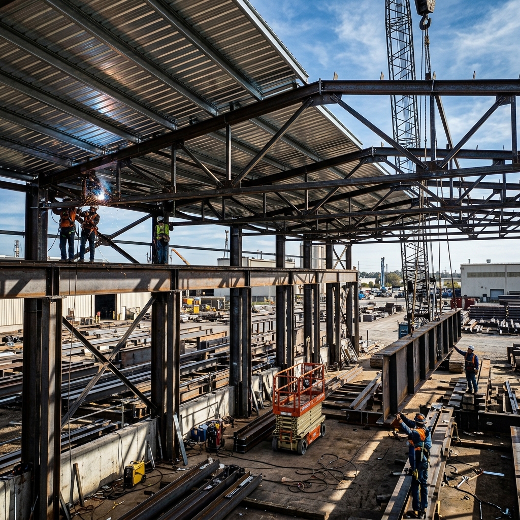 Industrial steel sheds